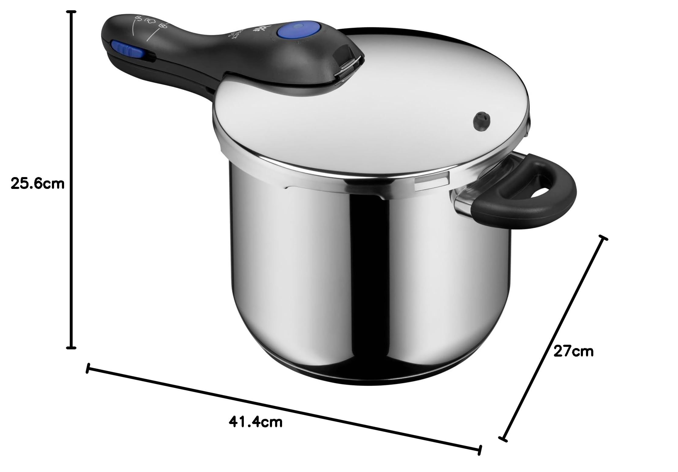 WMF Perfect Plus szybkowar indukcyjny, szybkowar 6,5 l + 3 l, duży sygnał do gotowania, 2 stopnie gotowania, wyjmowany uchwyt pokrywy