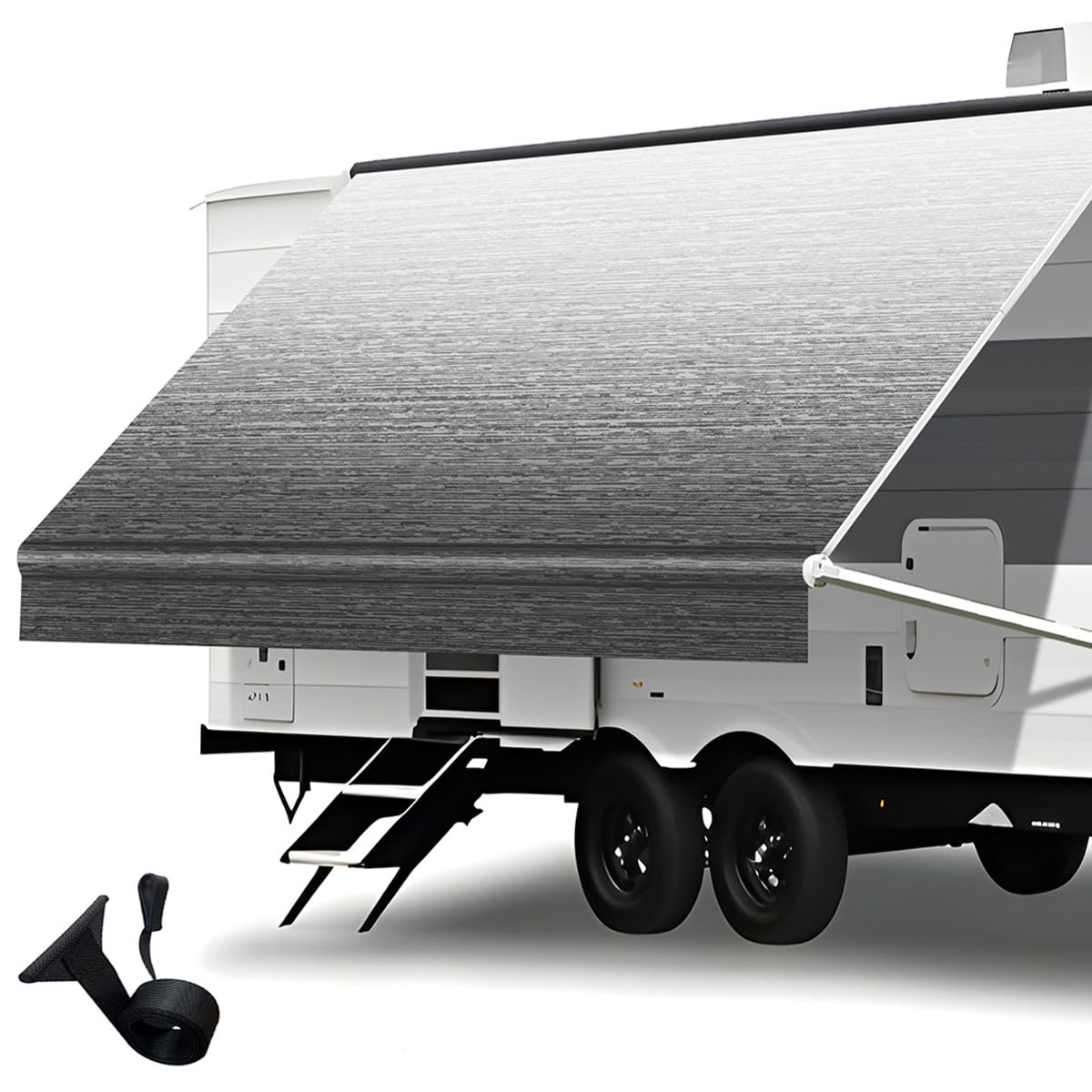Photo 1 of Heavy Duty RV Awning Fabric Replacement - 19.5oz Vinyl Camper Awning - Waterproof & UV-Resistant - Universal Canopy for Camper, Trailer and Motorhome (20FT(Fabric 19'2"), Black Fade)
