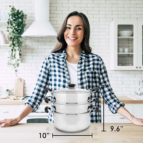 Miniatura 8 de CONCORD - Utensilios de cocina de acero inoxidable de 3 niveles, 9.4 in (compatible con inducción)