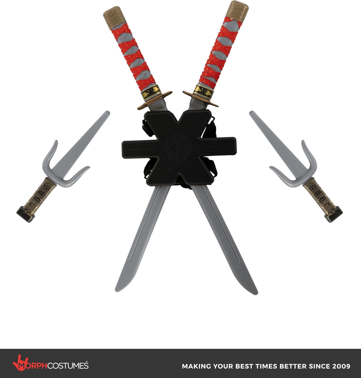 Morph Red Ninja Swords for Kids with Back Strap Costume Ninja Costume Accessories for Kids