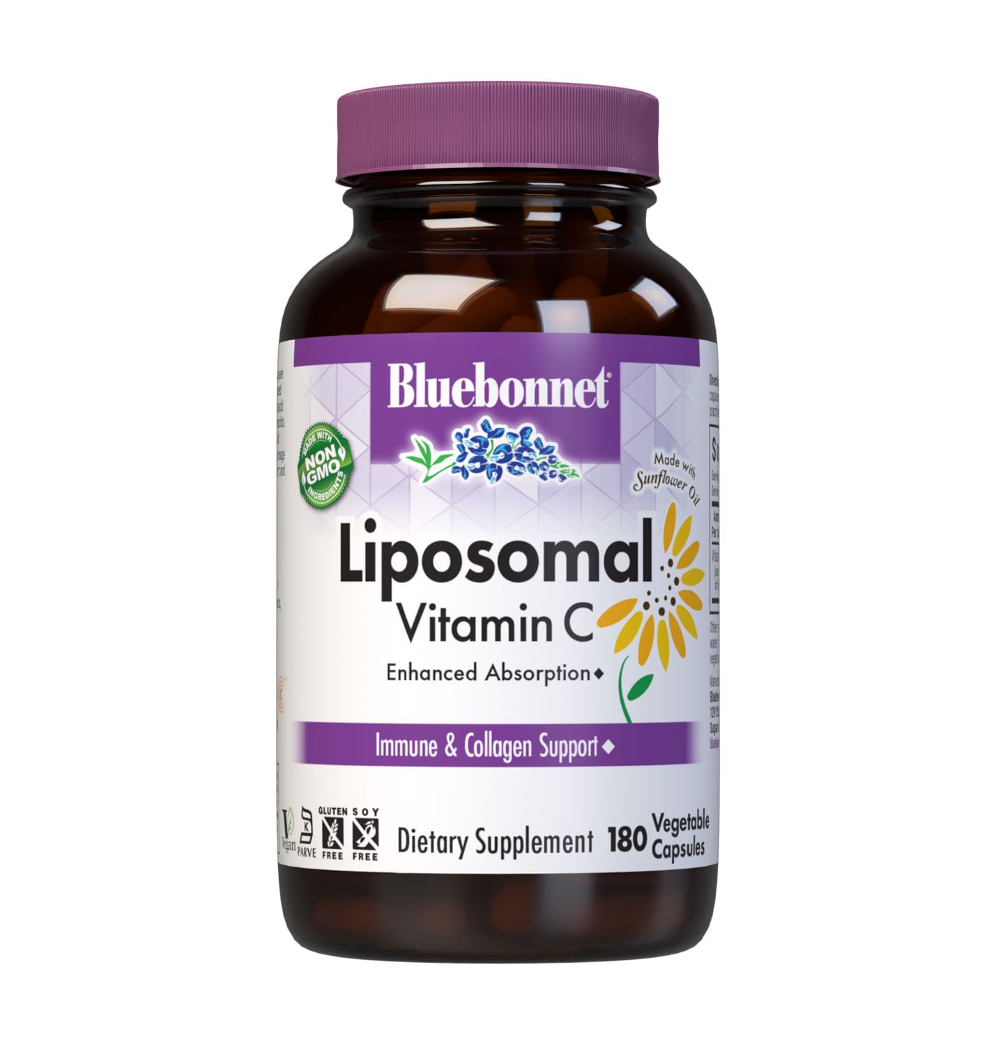 BlueBonnet Nutrition Liposomal Vitamin C 1000 mg, 180 Vegetable Capsules 180 Count (Pack of 1)