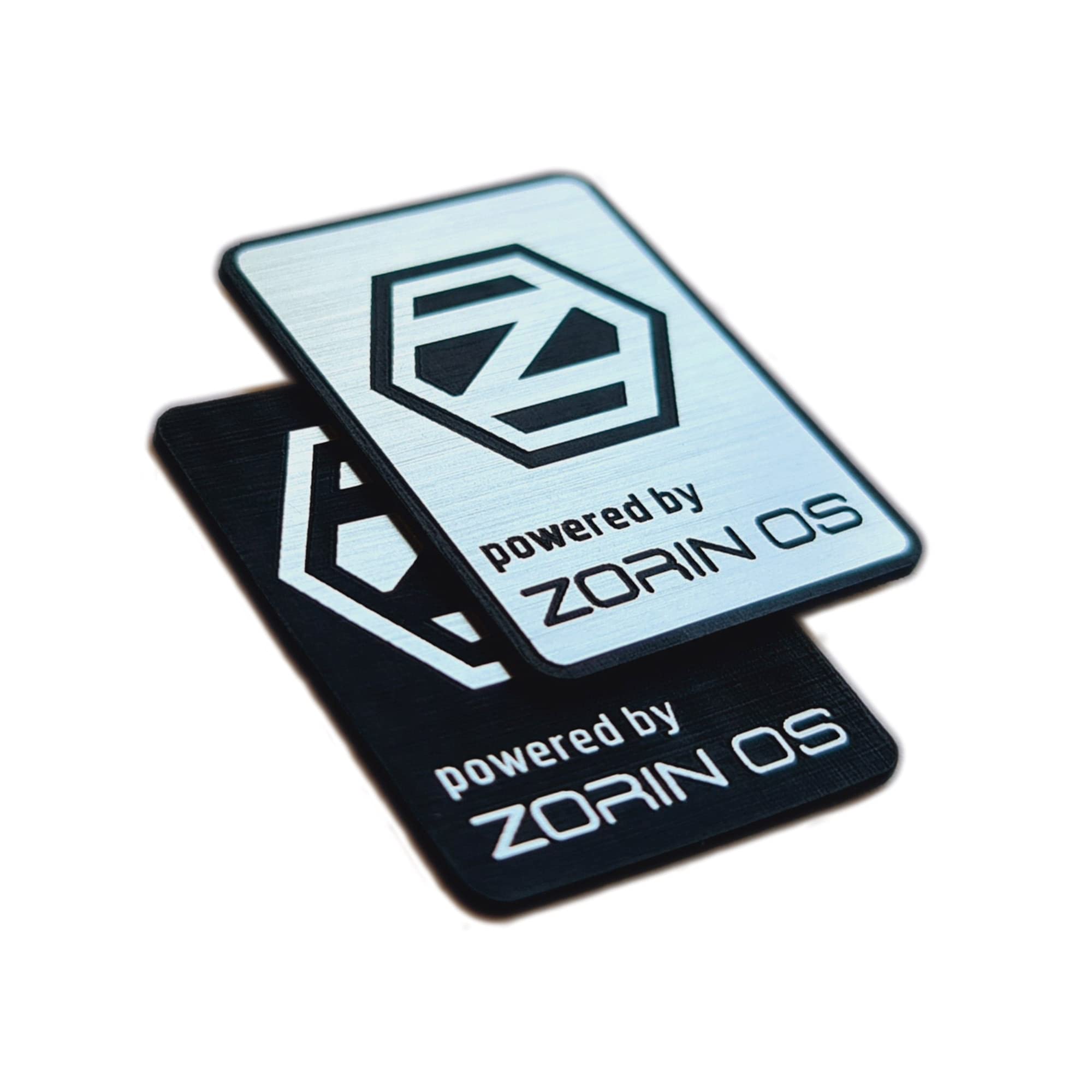 Linux Silver + Black Zorin Os Sticker Set (Two Pieces) - Chrome Reflective Series
