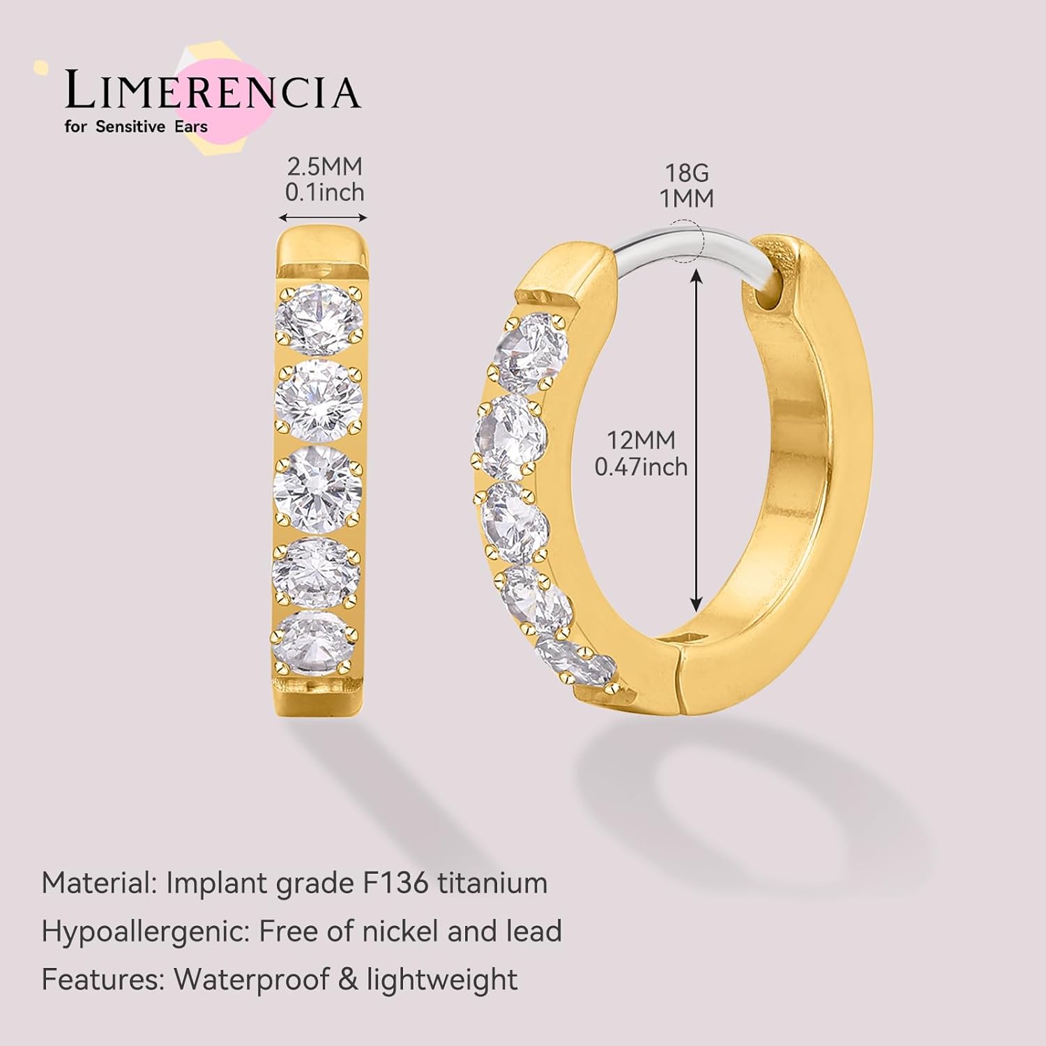 Limerencia G23 Pure Titanium Hypoallergenic Huggie Hoop Earrings for Women Sensitive Ears - Image 3