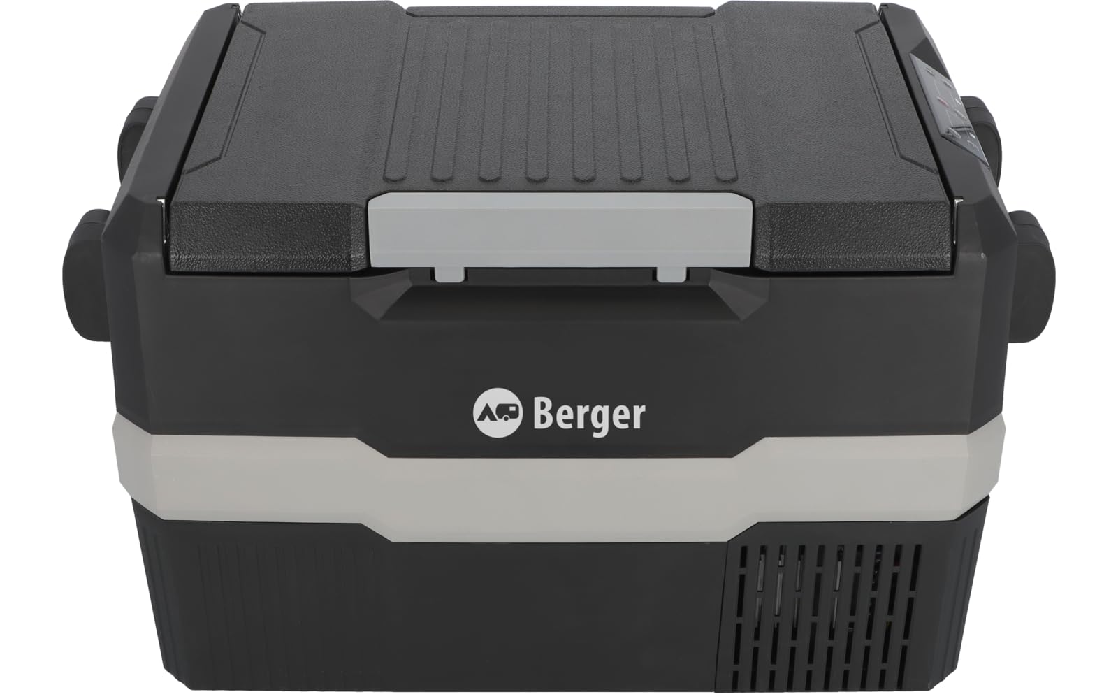 BERGER Tragbare Kompressor Kühlbox 12/24 V | Elektrische Kühlbox ideal für Camping mit Elektronischer Anzeige | Leistungsstarke Kühlung 20L,40L,45L | Perfekt für Reisen bei jedem Wetter (DMC 45 Liter)