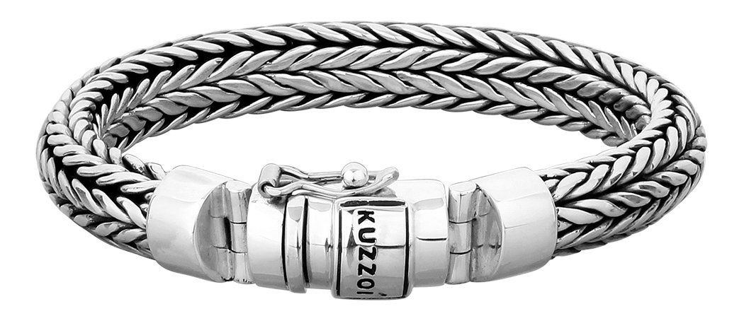 kuzzoi 925 Sterling Silver Round Byzantine Bracelet for Men, Length 7,48 inch - 9,05 inch, Width 0,43 inch