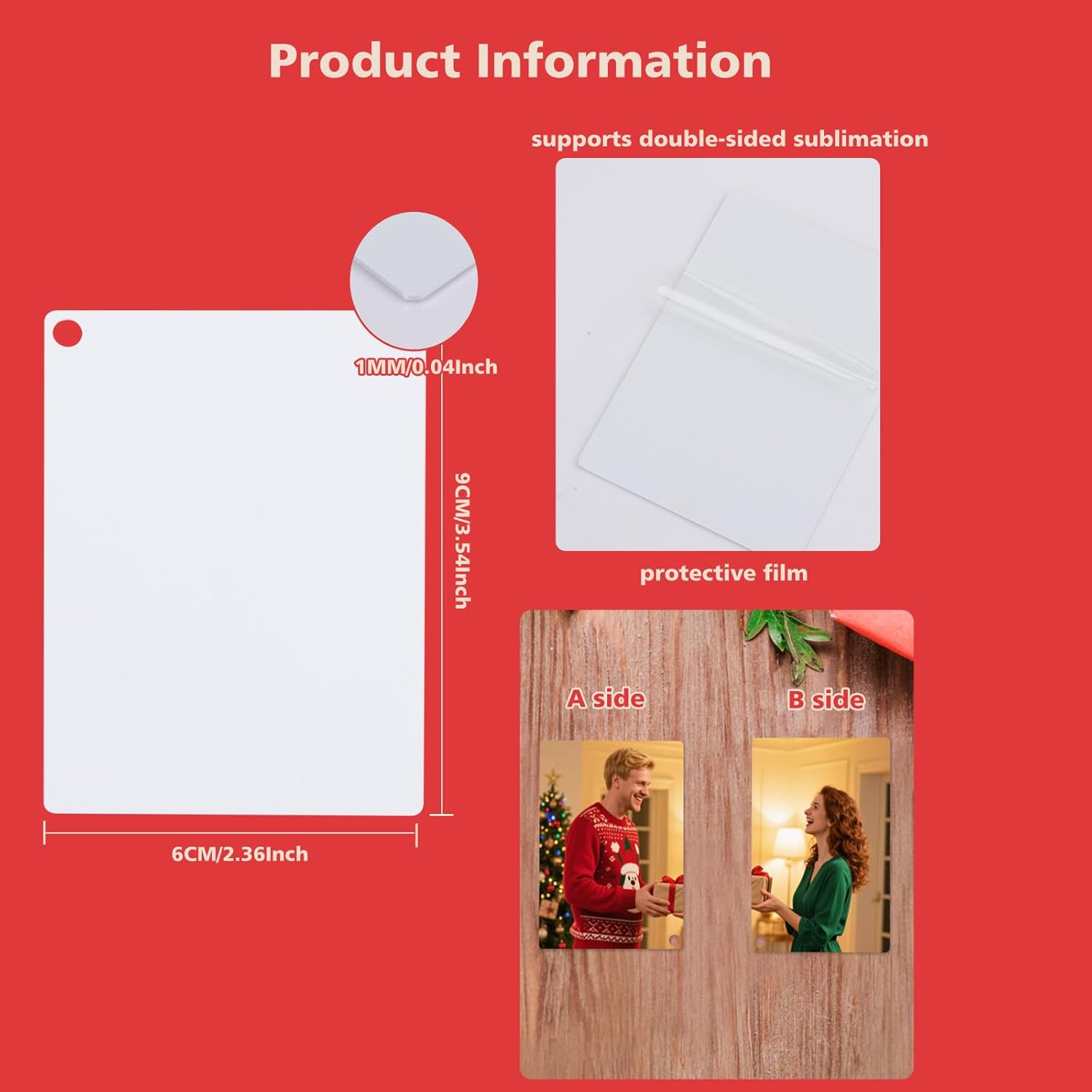 Sublimation Bookmarks Blank Aluminum 50 PCS 2.5x3.5 Inch Metal 1MM Thick Larger Bookmark for Double-Side Heat Transfer