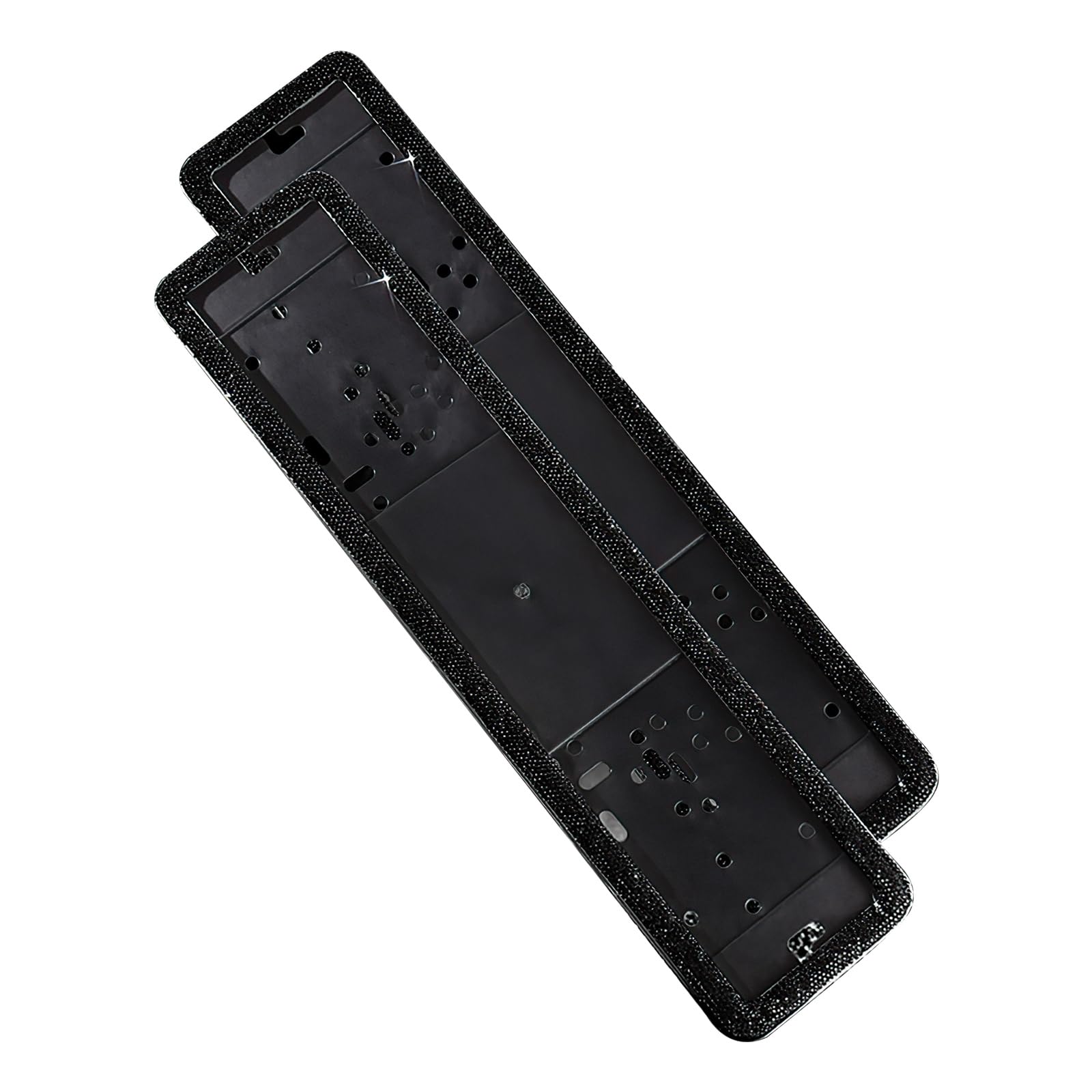 ontto 2-częściowe uchwyty do tablic rejestracyjnych samochodu, błyszczące cyrkonie, rama ze stopu aluminium, uniwersalne oprawki, pasuje do standardu brytyjskiego UE 520 mm x 110 mm, czarna tablica