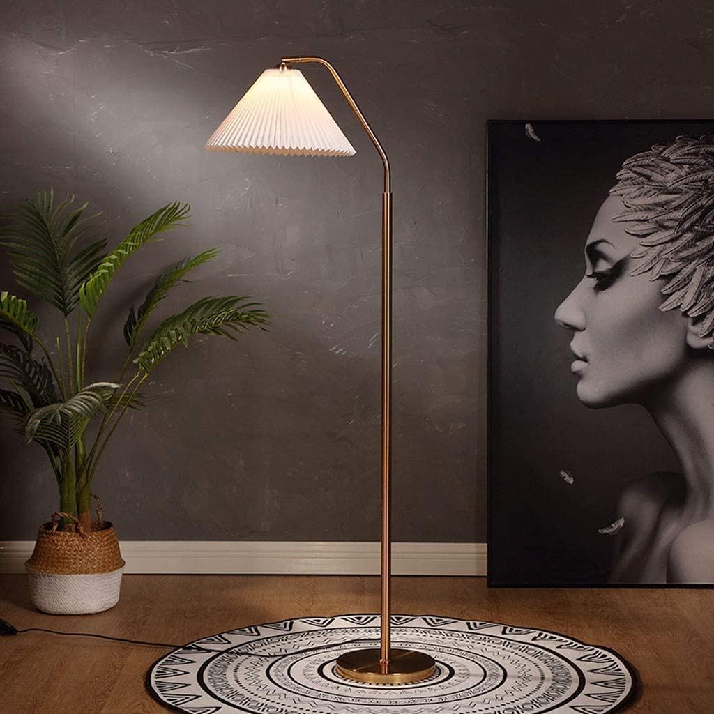 Lampa Stojąca Salon Żelazna Lampa Podłogowa Retro Regulowana Głowica Światła Lampa Podłogowa Plisowana Tkanina Abażur Stojący Do Lampy Salon Sypialnia Lampa Podłogowa Sypialnia(Dimmer switch)