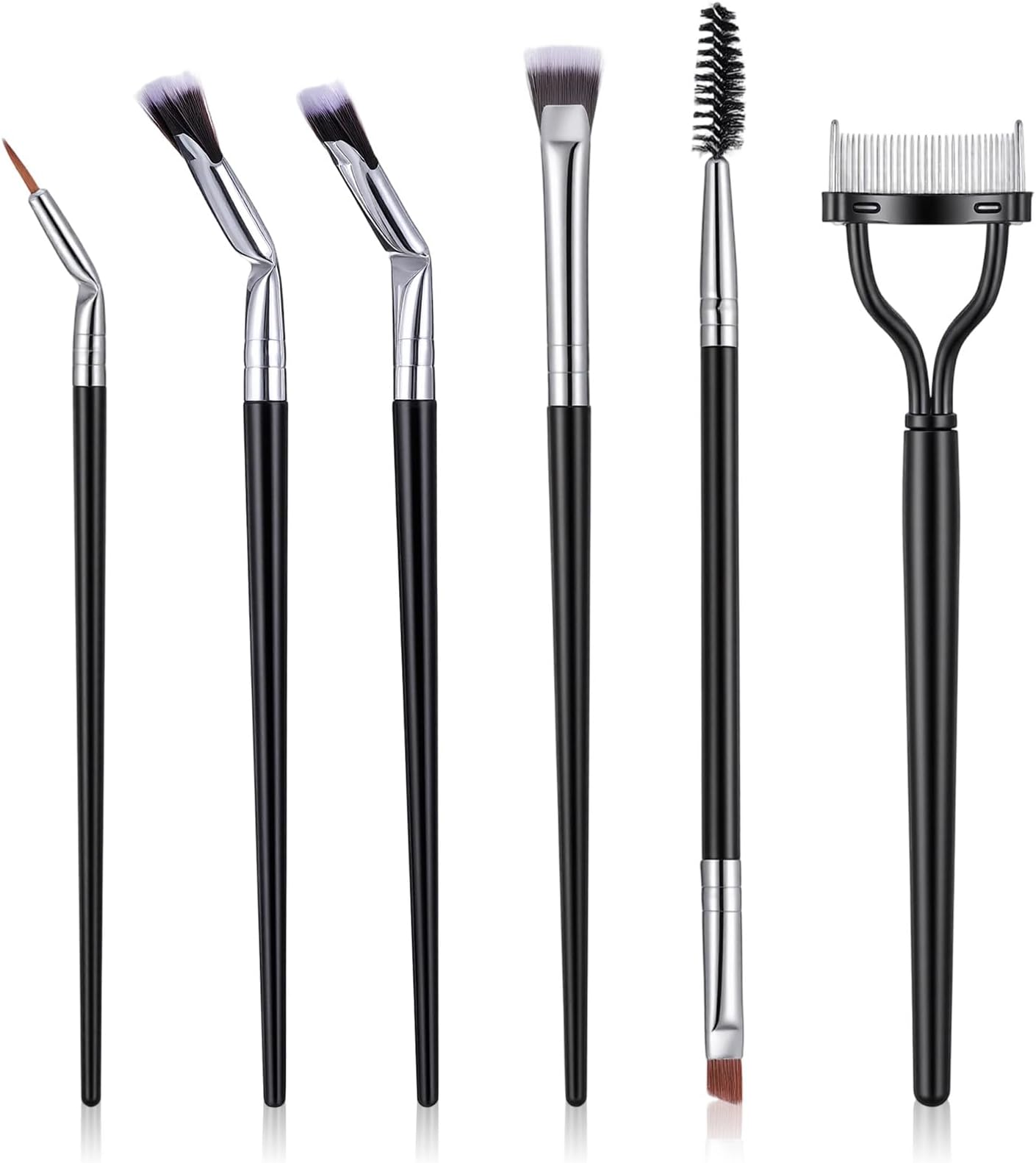6 PCS Eyelash Comb Separator, Mascara Fan Brush Folding Angle Scalloped Lash Brushs, Dual-Ended Spoolie Mascara Brush and Eyelash Separator Tool Multifunctional Eyebrow Brushes for Eyelashs Extensions