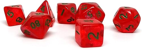 Mini colección de dados poliédricos de 0.394 pulgadas, incluye una D20, D12, D10, D8, D6, D4 y D00 (sandía)