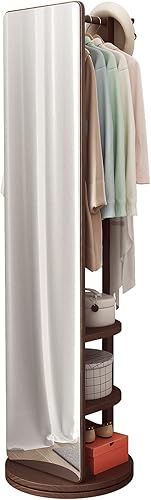 Miniatura 8 de KuFuWood Full Length Mirror with Coat RackUnique Mirror Full Length with 360 Rotated Base Double Sided Full Body Mirror Bases Wheel with Brakes