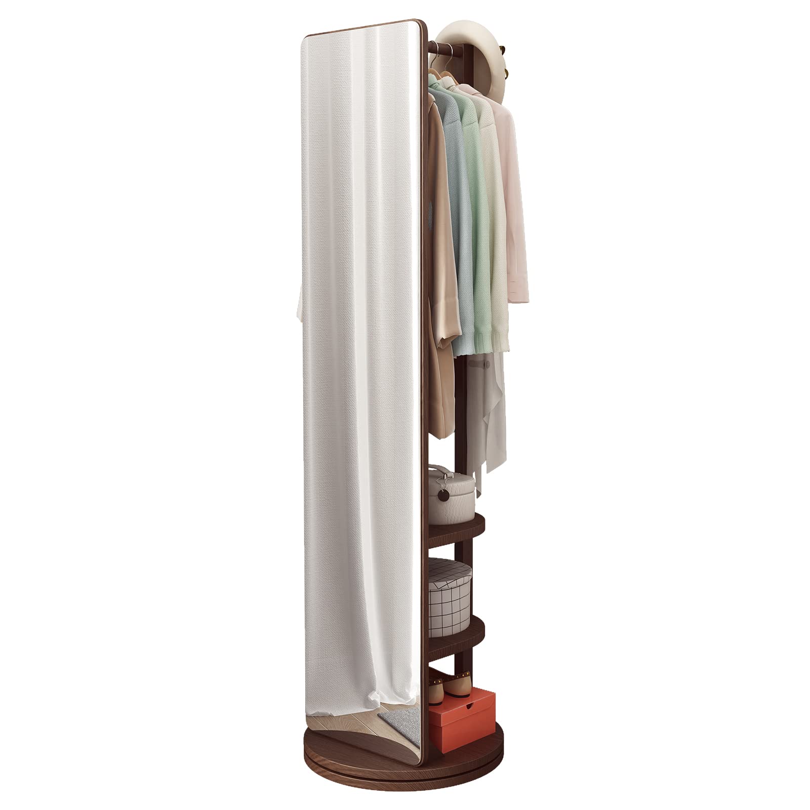 Buy KuFuWood Coat Rack Full Length Mirror ,with Clothing Storage Shelf