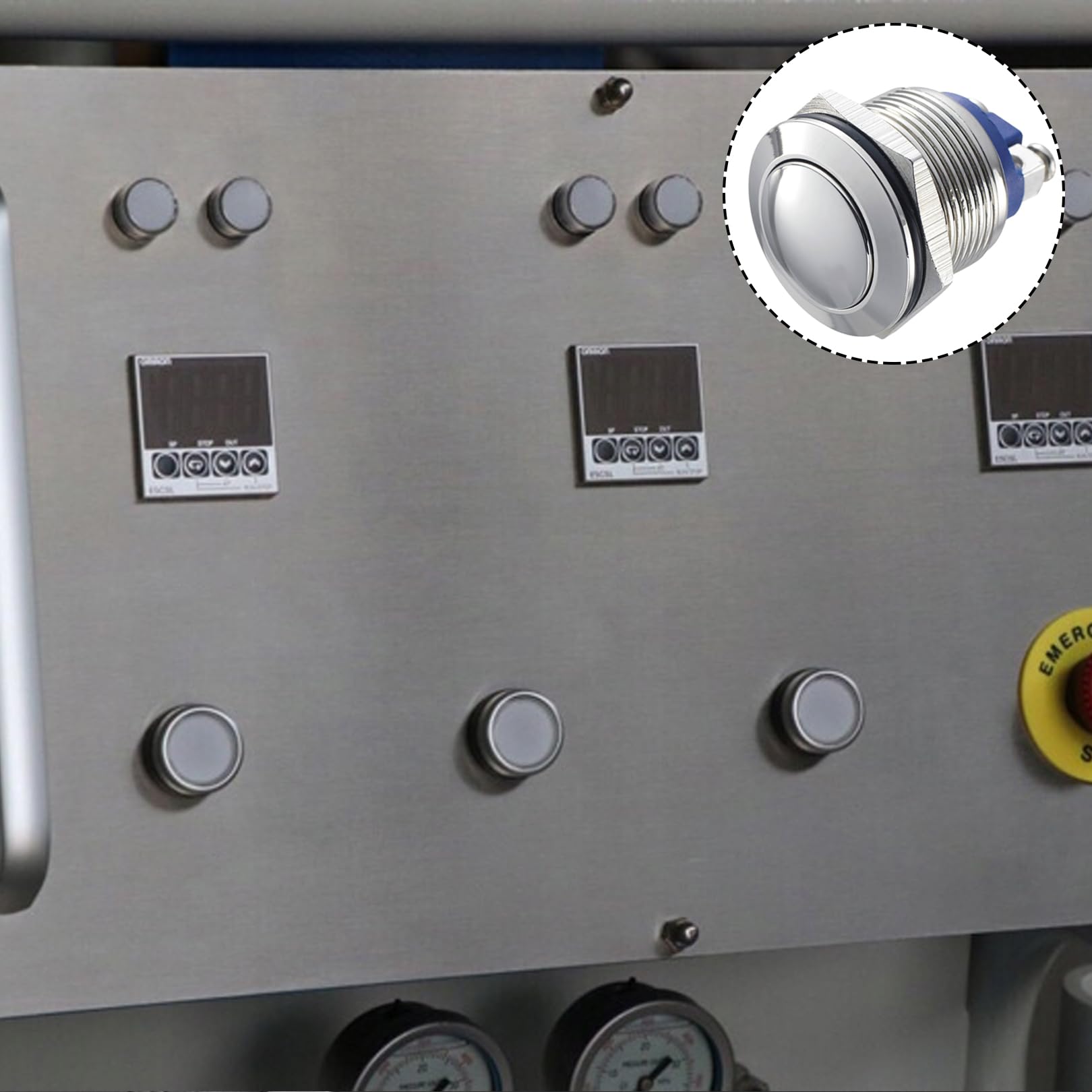 Powice 2 stuks, 22 mm, waterdichte momentane schakelaar van roestvrij staal, drukschakelaar, drukknop, 5 A/12 V/24 V/125 V/250 V, geschikt voor auto's, ontstekingssystemen, deurbellen (platte kop