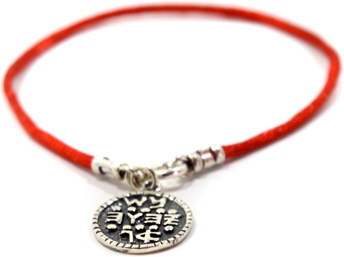 20 cm Red String String Bracelet with Sterling Silver Wishes Charm for Men - Handcrafted Silver Charm Jewellery for Men