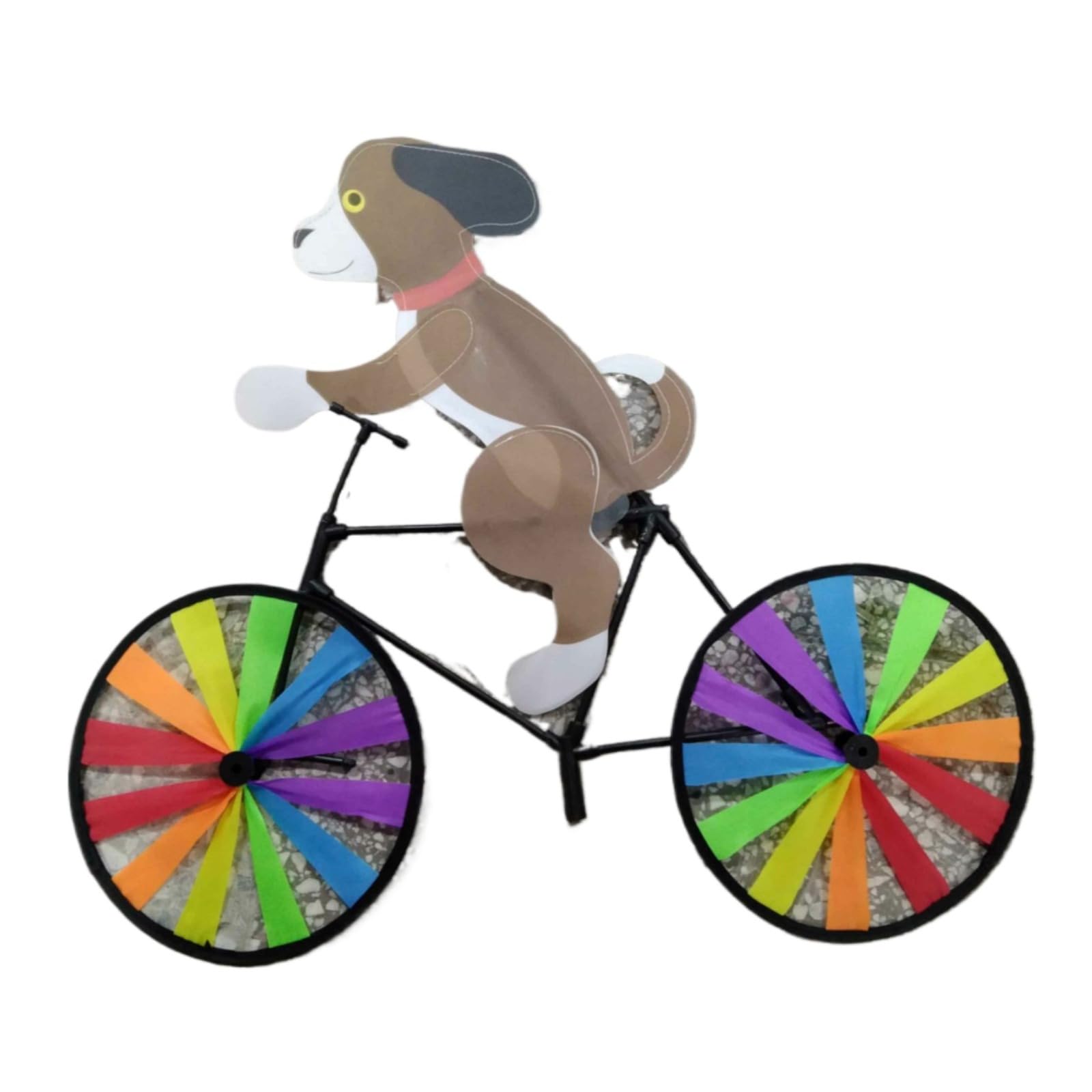 PetPhindU Wind Spinner Cartoon Cat Dog Bicycle Garden Stake Garden Wind Spinners Garden Windmill Spinners Bike Spinners for Garden Outdoor Courtyard Lawn Sandy Beach (Coffee,35.4 * 19.7 inch)