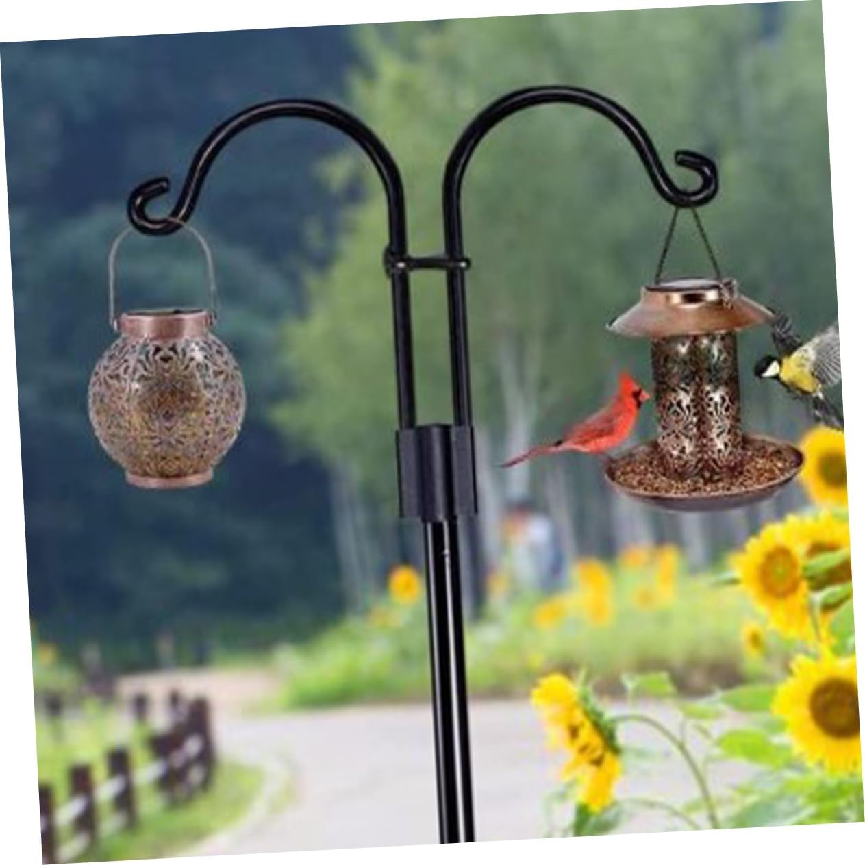 Multi-Functional Shepherd Hook for Outdoor Use Heavy Duty Metal Garden Insert for Hanging Plants Bird Feeders Solar Lanterns