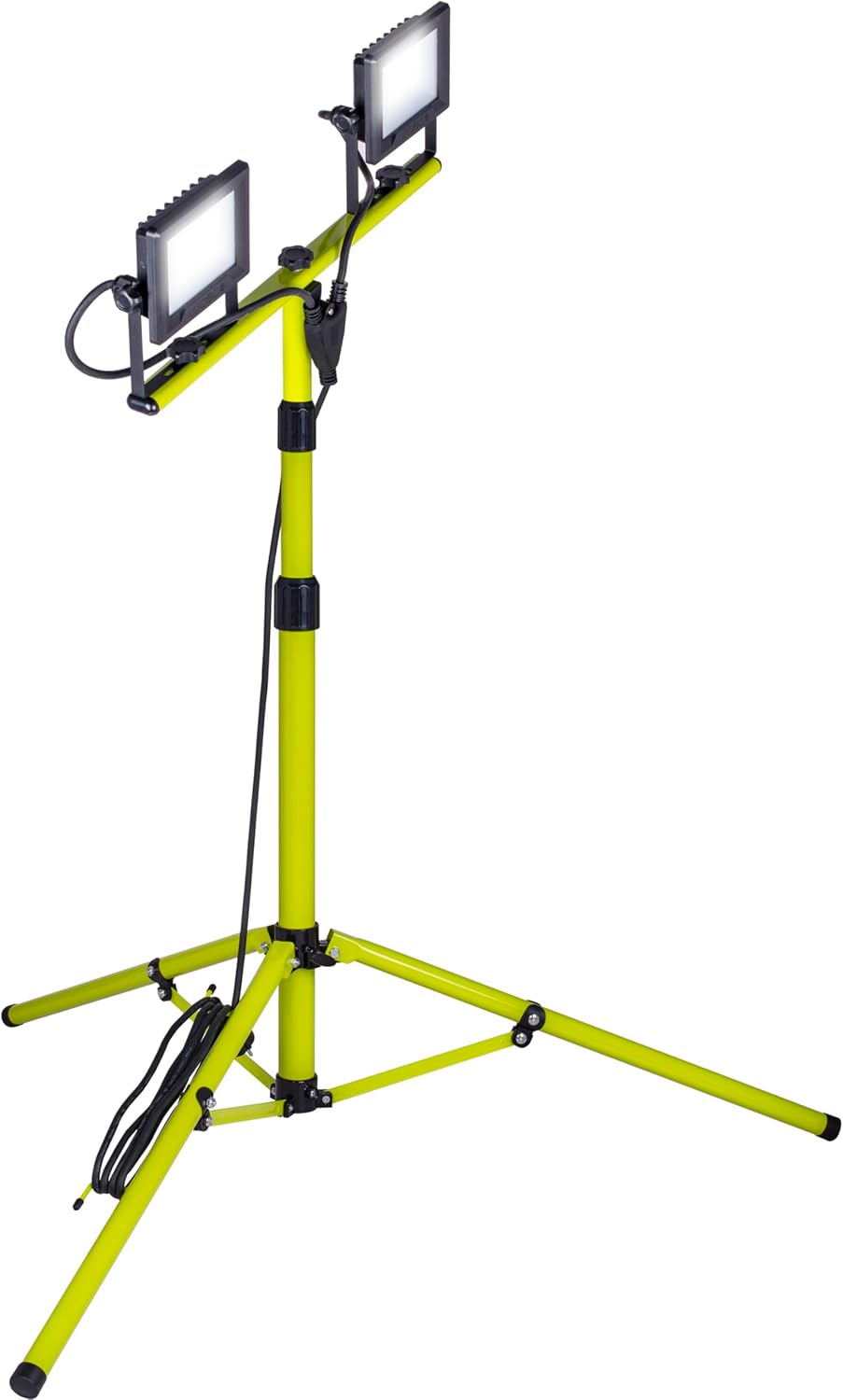 Luceco LED Dual-Head Work Light Tripod in operation.
