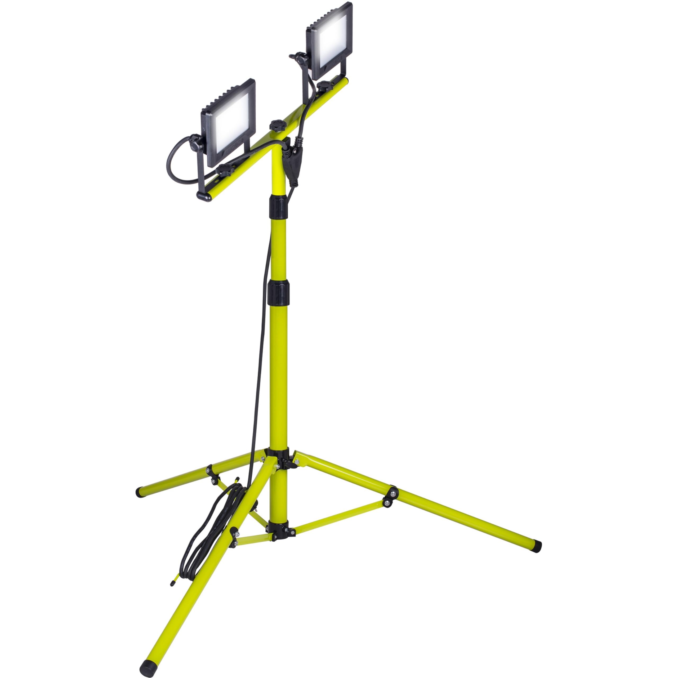 Luceco Treppiede LED a Doppia Testa da Lavoro, Sottile, Regolabile, Multiposizione, Pieghevole, Cavo da 3m, Resistente alle Intemperie, Nero/Verde, IP65, 2 × 20W, 3200lm, 5000K, EFLDTT20B50