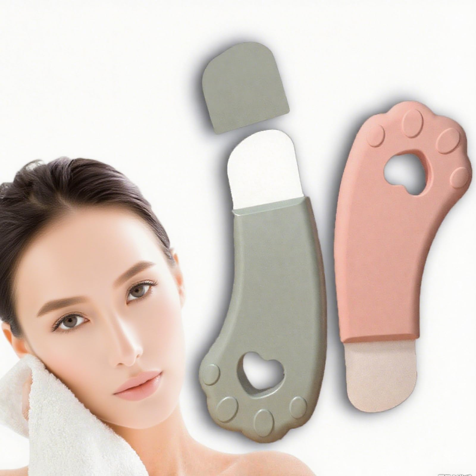 Silicone Facial Pore Scraper, Blackhead Remover Tool, Green and Pink, 2-Pack