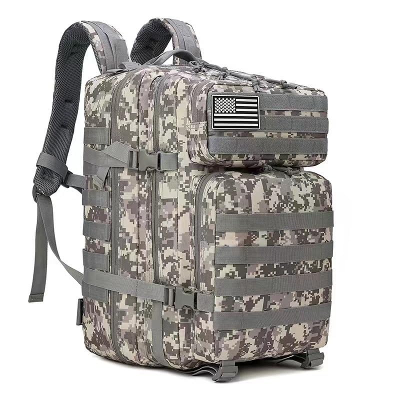 FUNSEED Mochila táctica de camuflaje de gran capacidad para exteriores, 45 L, para escalada, senderismo, camping