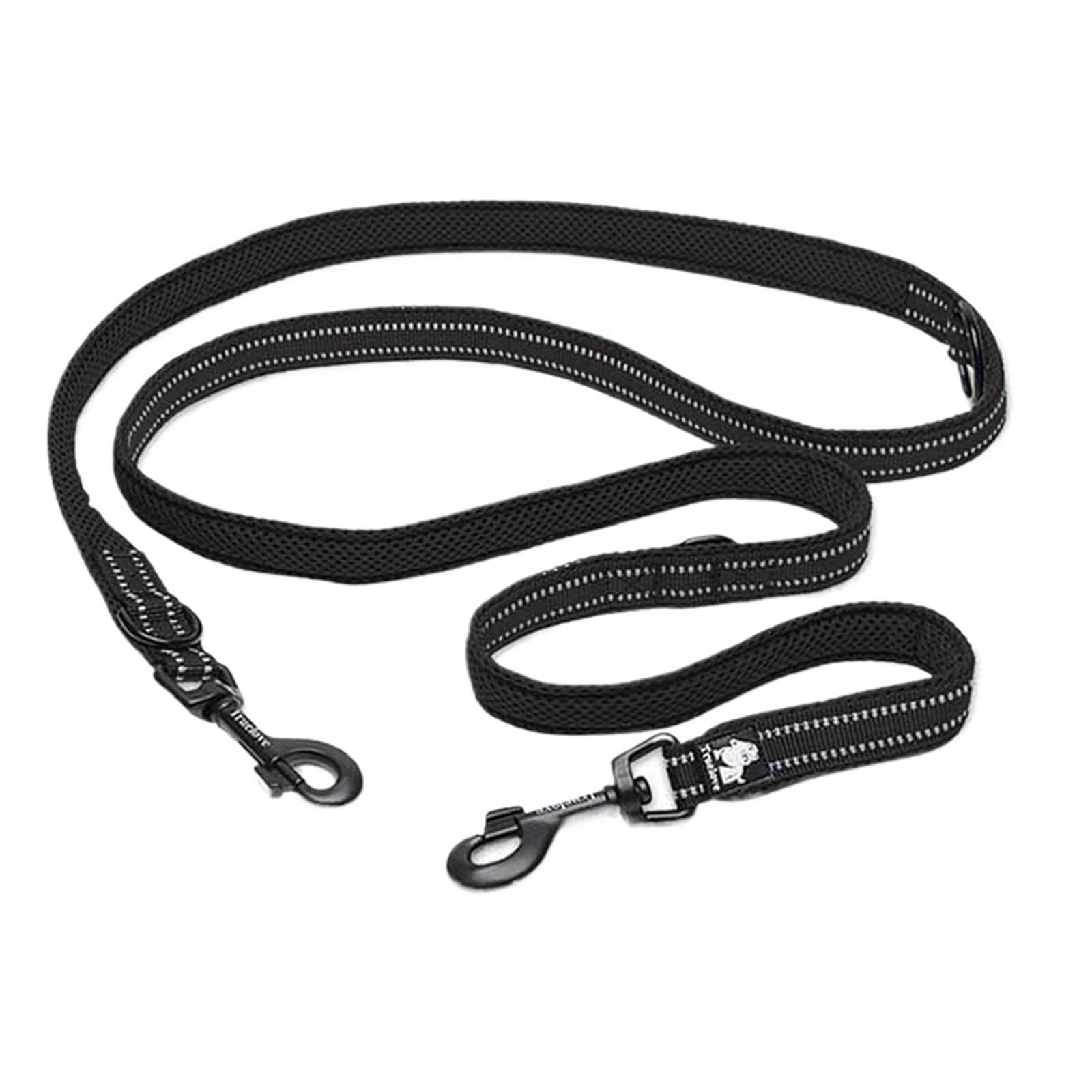 Cinturón de Nailon 7 en 1 for Perros con Manos Libres for pasear, con Doble Gancho, Multifuncional, for Entrenamiento. Correa Perro(Black,L)