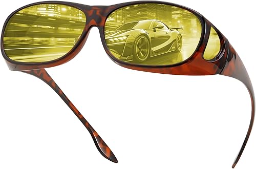 FEISEDY Gafas de conducción nocturna, para hombres y mujeres, ajuste sobre gafas de sol, antirreflejos, polarizadas, HD, visión nocturna, lentes