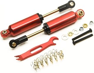 Jack-Store 4 Pcs Metal Lift Suspension Shock Absorbers 90MM for 1/10 Axial SCX10 D90 RC Rock Crawler Red