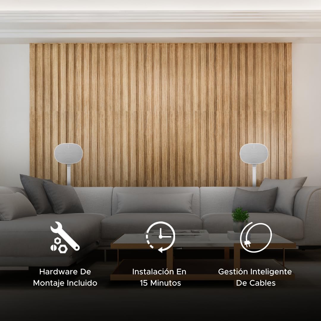 ERA300 Soporte de Suelo, Diseño de Metal Premium, Paquete Doble (2pcs), Blanco, Compatible con Sonos ERA 300, Accesorios Incluidos, Gestión de Cables, Diseñado en el Reino Unido, Doble, Par