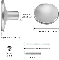 Vista 2 de goldenwarm Paquete de 10 pomos de níquel cepillado para gabinetes, accesorios de cocina, pomos redondos de cajón para gabinetes plateados, tiradores
