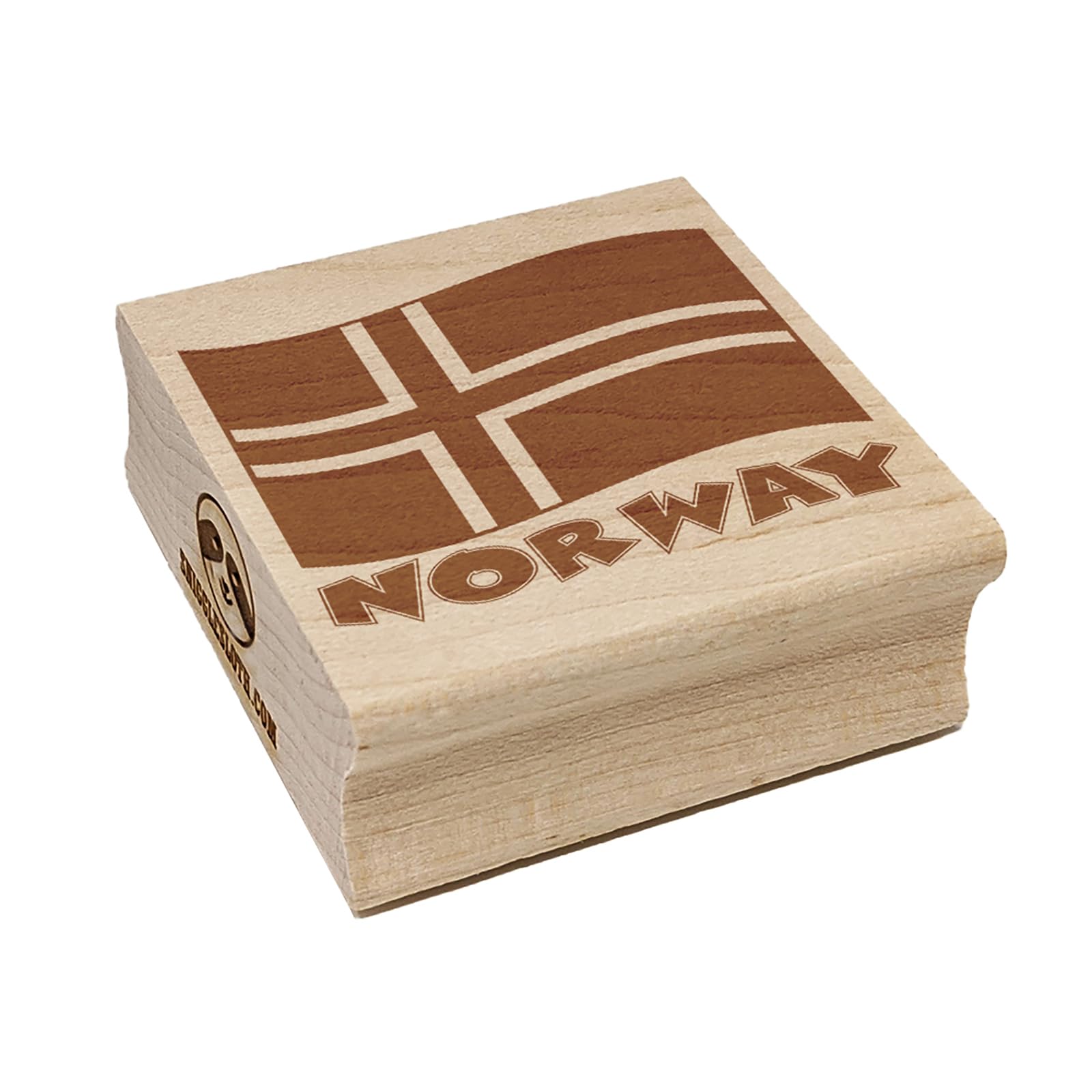 Norvegia con bandiera sventolante carino quadrato in gomma per timbratura artigianale – 3,2 cm piccolo