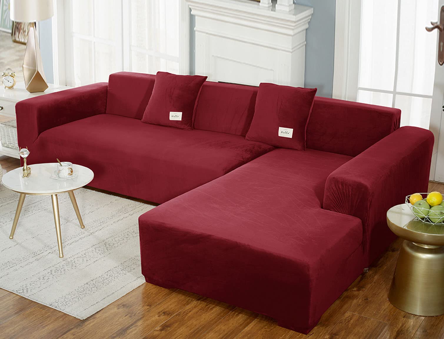 Housse de canapé extensible velours pour rénover meuble usé