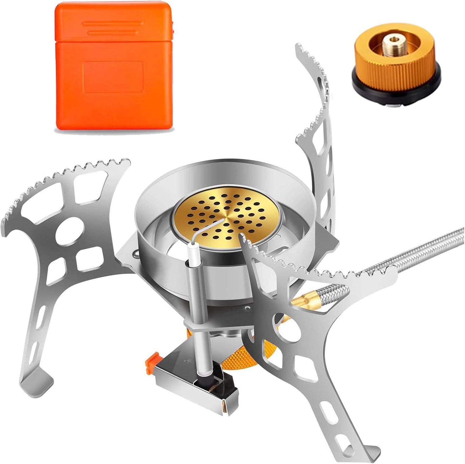 Amazon シングルバーナー 4100W 高熱率 アウトドアバーナー ガスバーナー キャンプ 登山用 防災用品 BBQ コンパクト CB缶/OD缶対応 圧電点火式 収納ケース付き 日本語