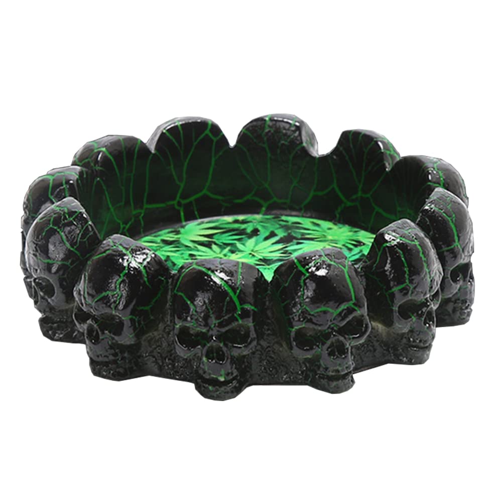 Skull Marijuana Leaf Cigarette Ashtray Cannabis Weed Ash Tray