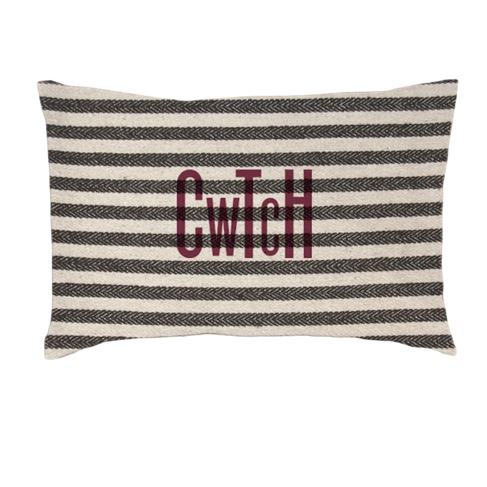 East of India Long Sofa Rectangle Cwtch Cushion With Insert Decorative Cotton Cushion Cover with Feather Pillow Cwtch Stiped Couch Cushion 42 x 30cm …