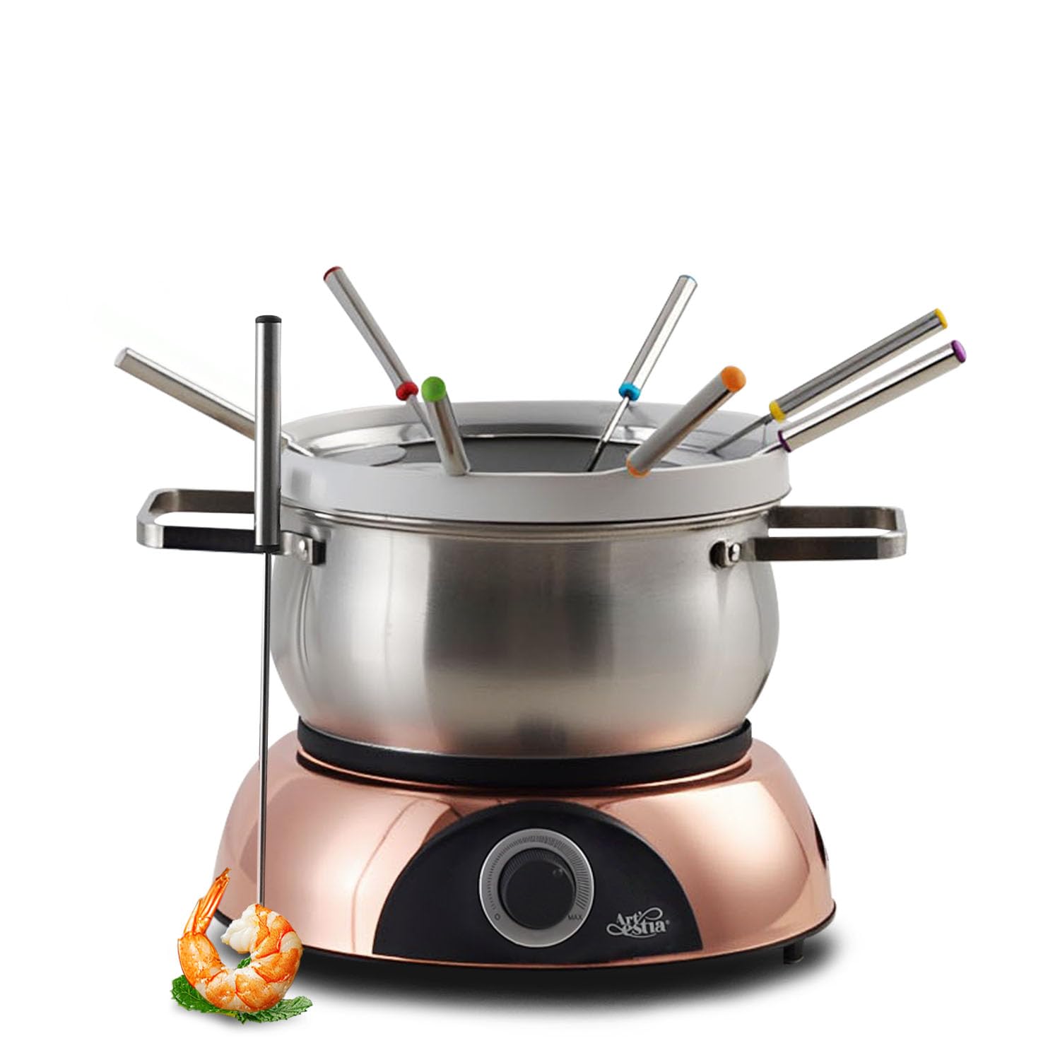 Artestia 3-in-1 Electric Fondue Pot 2.6QT – Chocolate, Cheese & Meat Hot Pot, 1500W High-Power with Removable Stainless Steel & Ceramic Bowls, Perfect for Parties, Family Dinners & Gifts