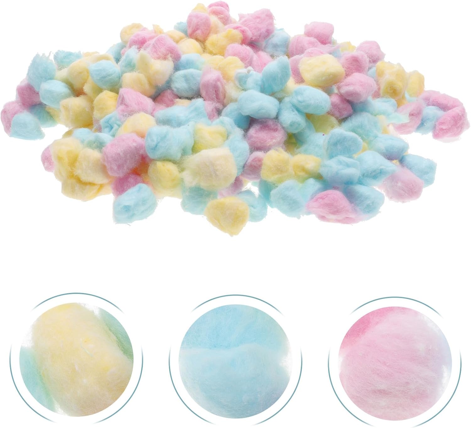 STAHAD Cotton Balls 500g (Pink Yellow Blue) for Face Cleaning and Newborn Care, Soft Makeup and Nail Polish Remover Pads for Sensitive Skin at Home