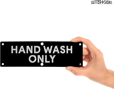 Hand Wash Only Aluminum Signs | Workplace Hygiene Reminder for Restaurants, Commercial Kitchens, Hospitals, Clinics, and Medical Facilities (Pack of 2)