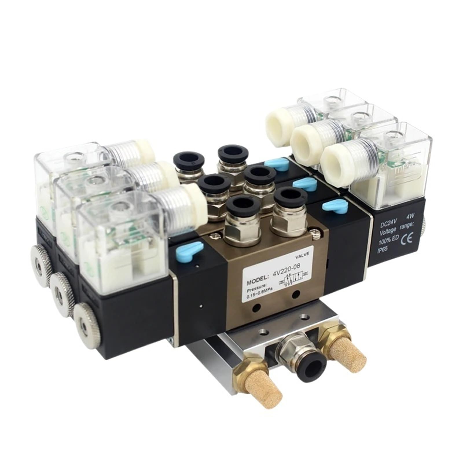 Électrovanne base aluminium 4V220-08 AC110V kit pneumatique 5 stations
