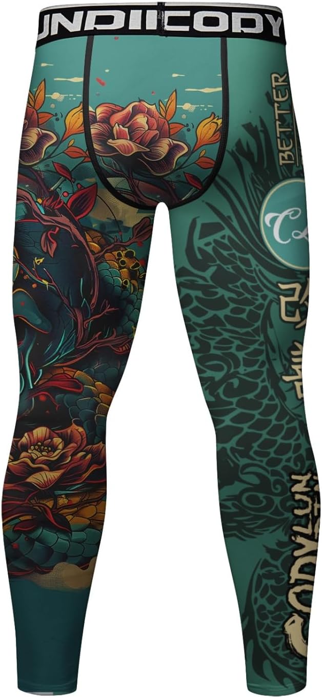 Red Plume Men's Compression Pants Athletic Tights Sports Yoga Leggings Base Layer Bottoms for Running Workout Basketball