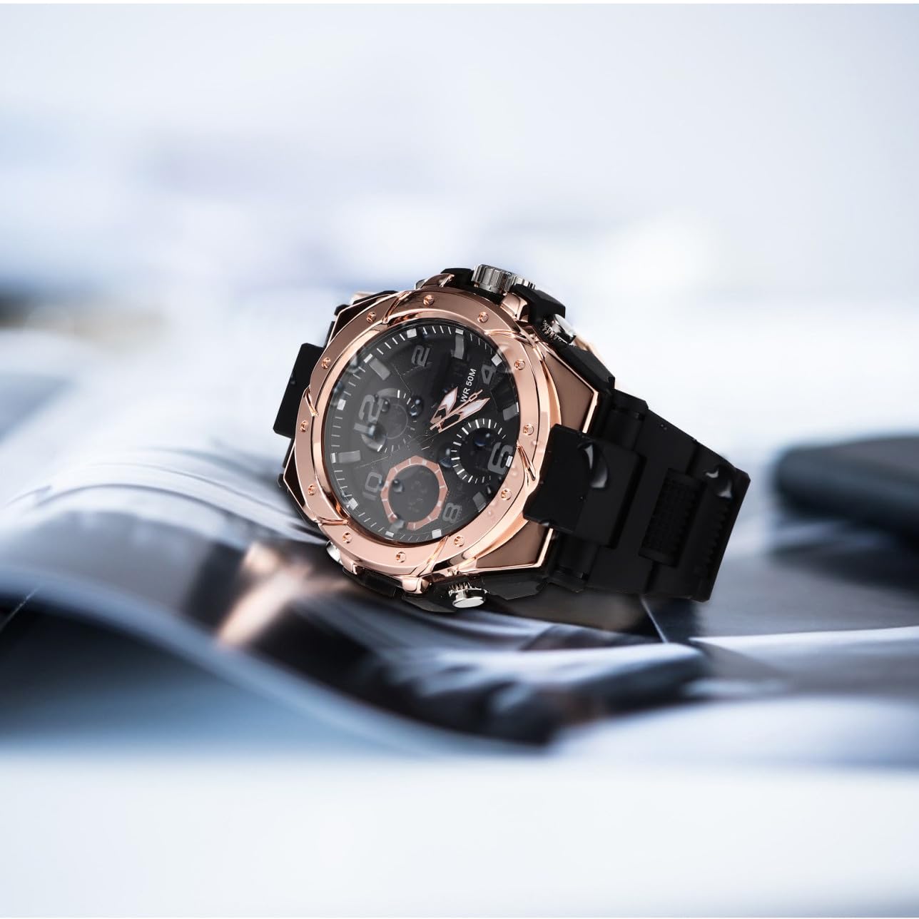 iplusmile Reloj Negro Resistente al Agua de Pulsera de Acero Inoxidable