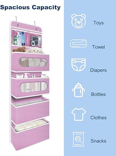 Miniatura 5 de Organizador sobre la puerta, organizador colgante de puerta con 2 pequeños de PVC y 4 bolsillos grandes detrás de la puerta, organizador de