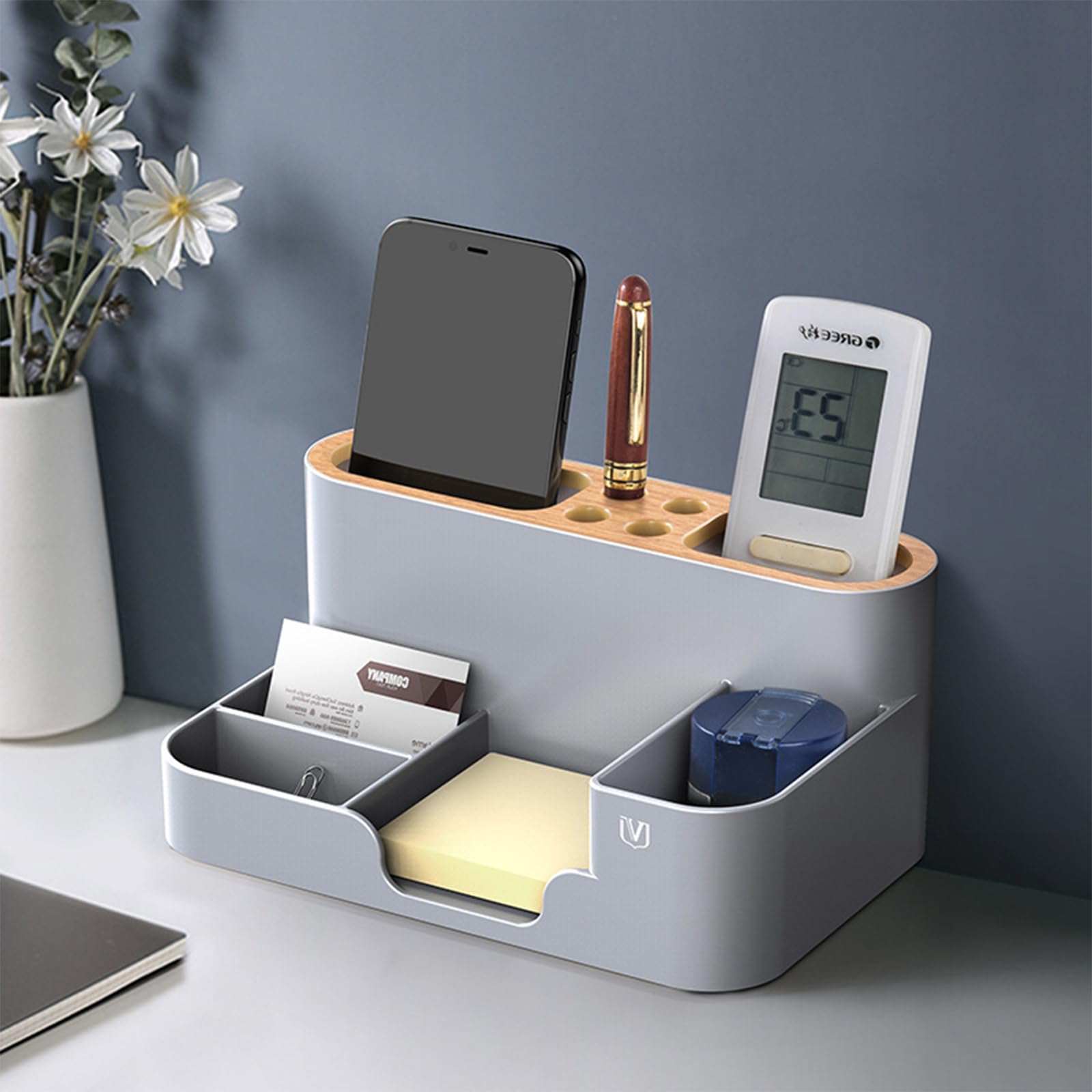 TRYQTYL Desk Organizer Stationary Storage Holders Pen-Pencil, Sticky Note, Mobail, Remote, visiting card, Paperclip stand Multi-Functional Study Table