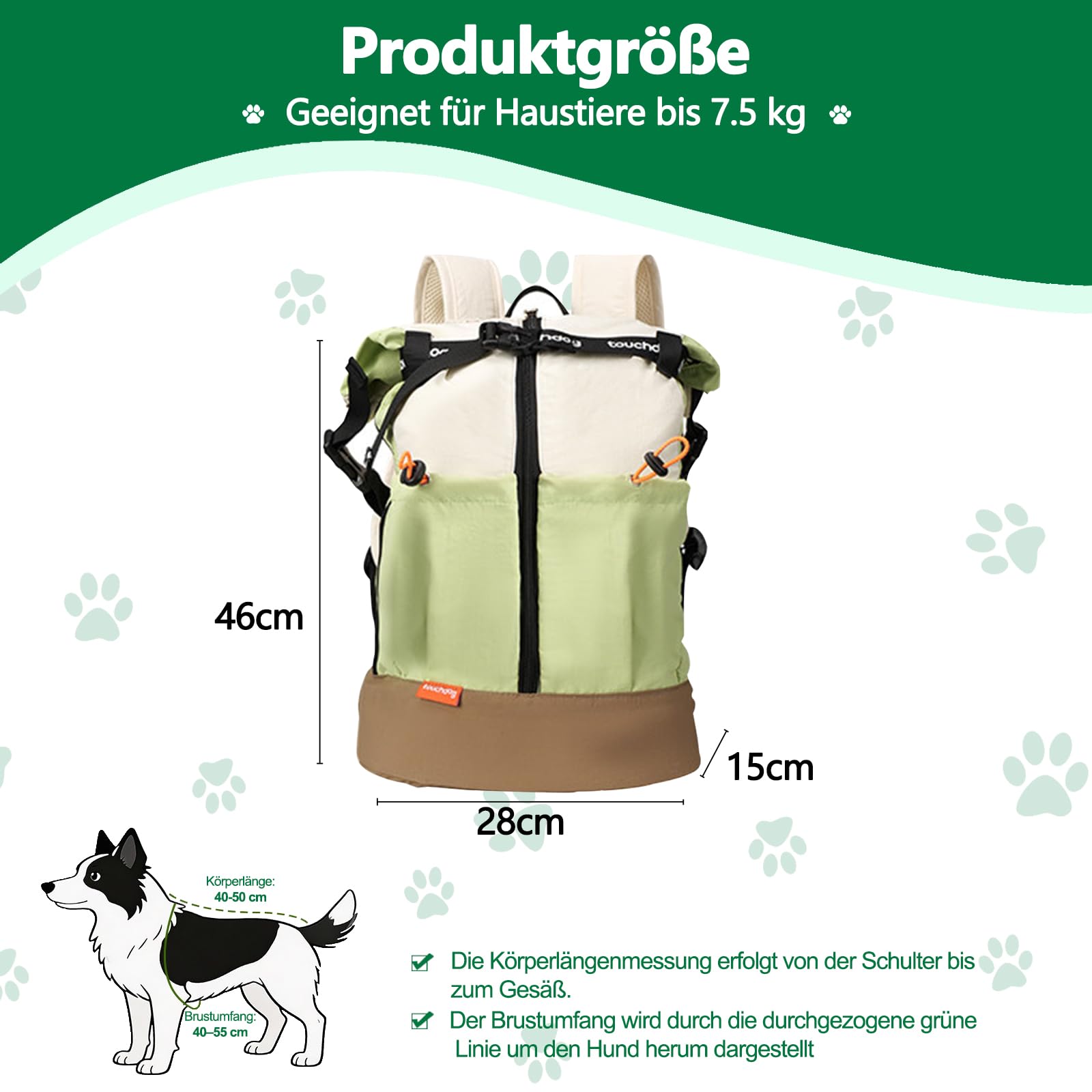 Galatée Haustier-Reisetasche, Wasserdichter Und Atmungsaktiver Haustier-Rucksack, Tragbare Tasche Mit Stoßdämpfender Bodenpolsterung Und Ausbruchsicherem Design(Grün)