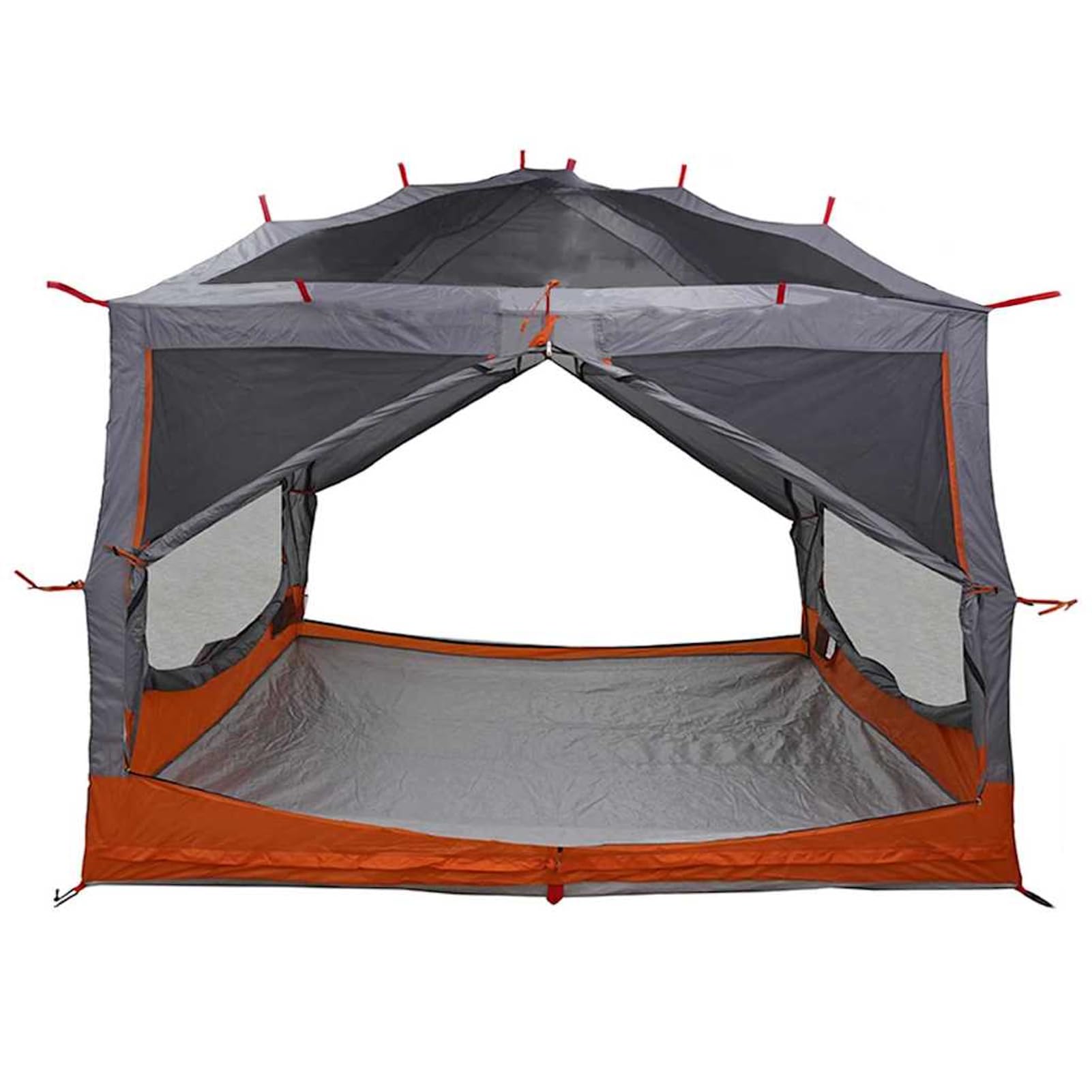Tenda da Campeggio per 7 Persone, con Tetto Grigio e Arancione, 300x300x250 cm, in Poliestere 185T con Rivestimento PU, Impermeabile e Resistente ai Raggi UV, per Campeggio Estivo, Viaggi e Weekend al