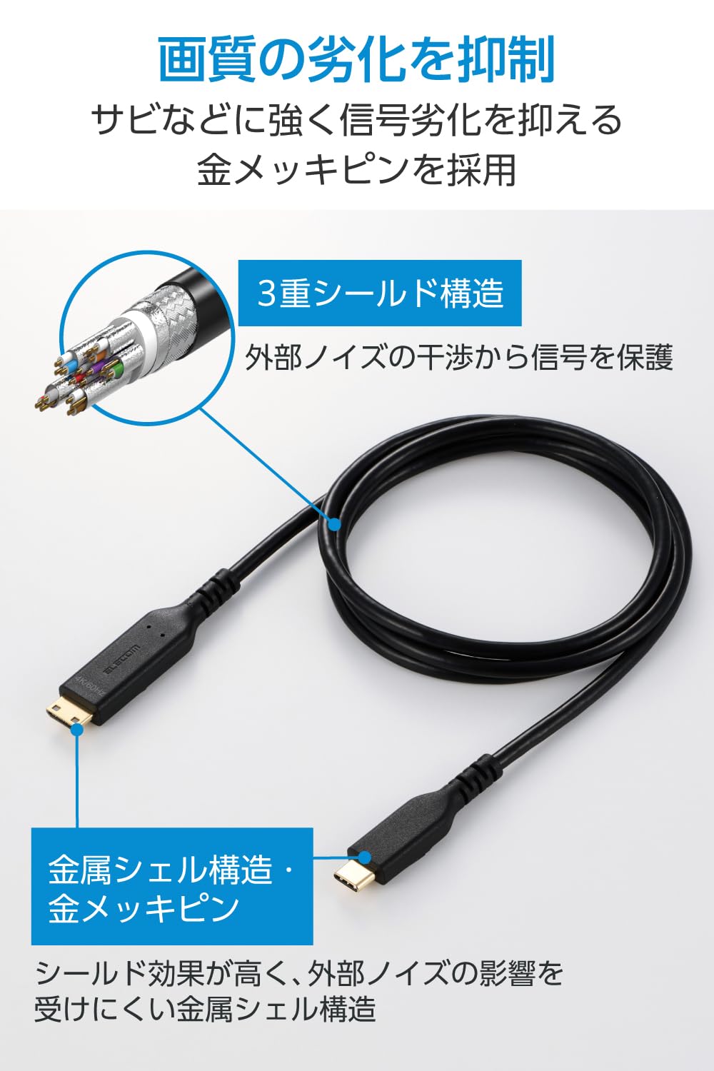 Amazon.co.jp: エレコム 変換ケーブル Type-C-Mini HDMI 1m