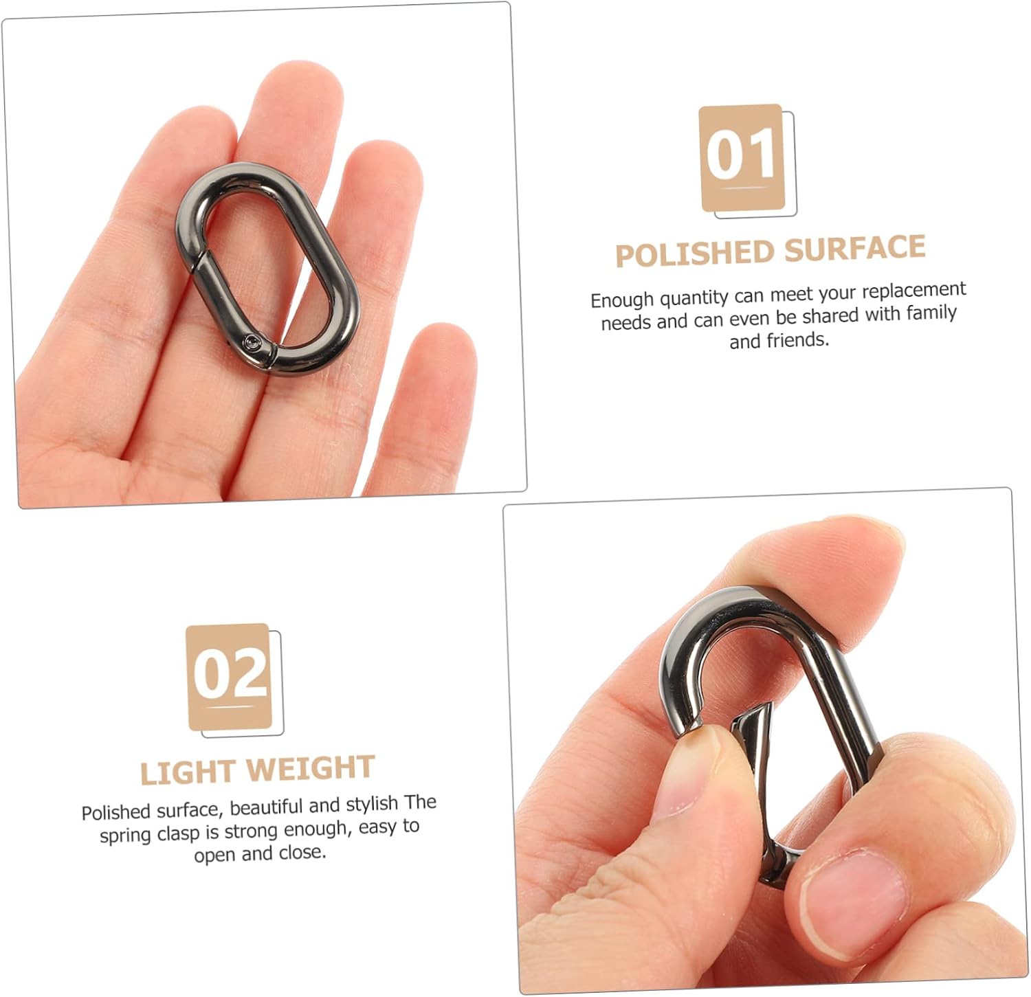 10pcs Spring Oval Carabiner Clips Spring Snap Hooks for Handbags Keyrings and Luggage Versatile Metal Buckle for Daily Use