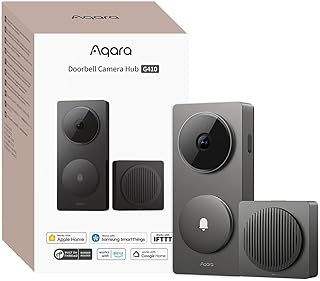 Aqara Smart Doorbell Camera G410 with Chime, 2K, HomeKit Secure Video, 2-Way Audio, Built-in Matter Hub, Wireless/Wired, Supports Apple Home, Alexa, Google, Home Assistant, 2.4G/5GHz Wi-Fi, Grey