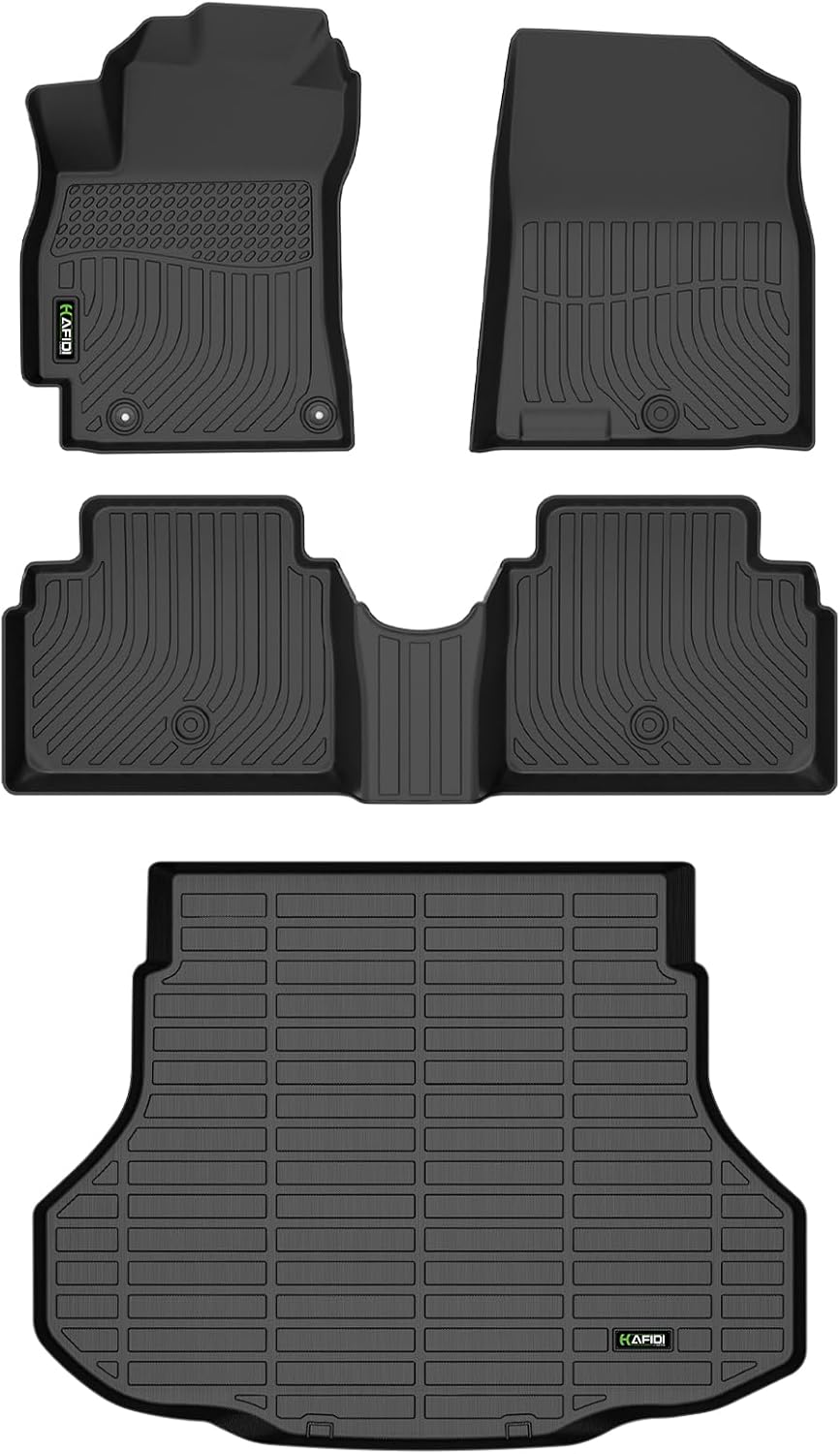 HAFIDI Floor Mats & Cargo Liner Set for 2021-2024 2025 Hyundai Elantra & Hyundai Elantra N (Not for Hybrird) All Weather Protection TPE Anti-Slip Car Full Set Floor Liners Custom Accessories - Black