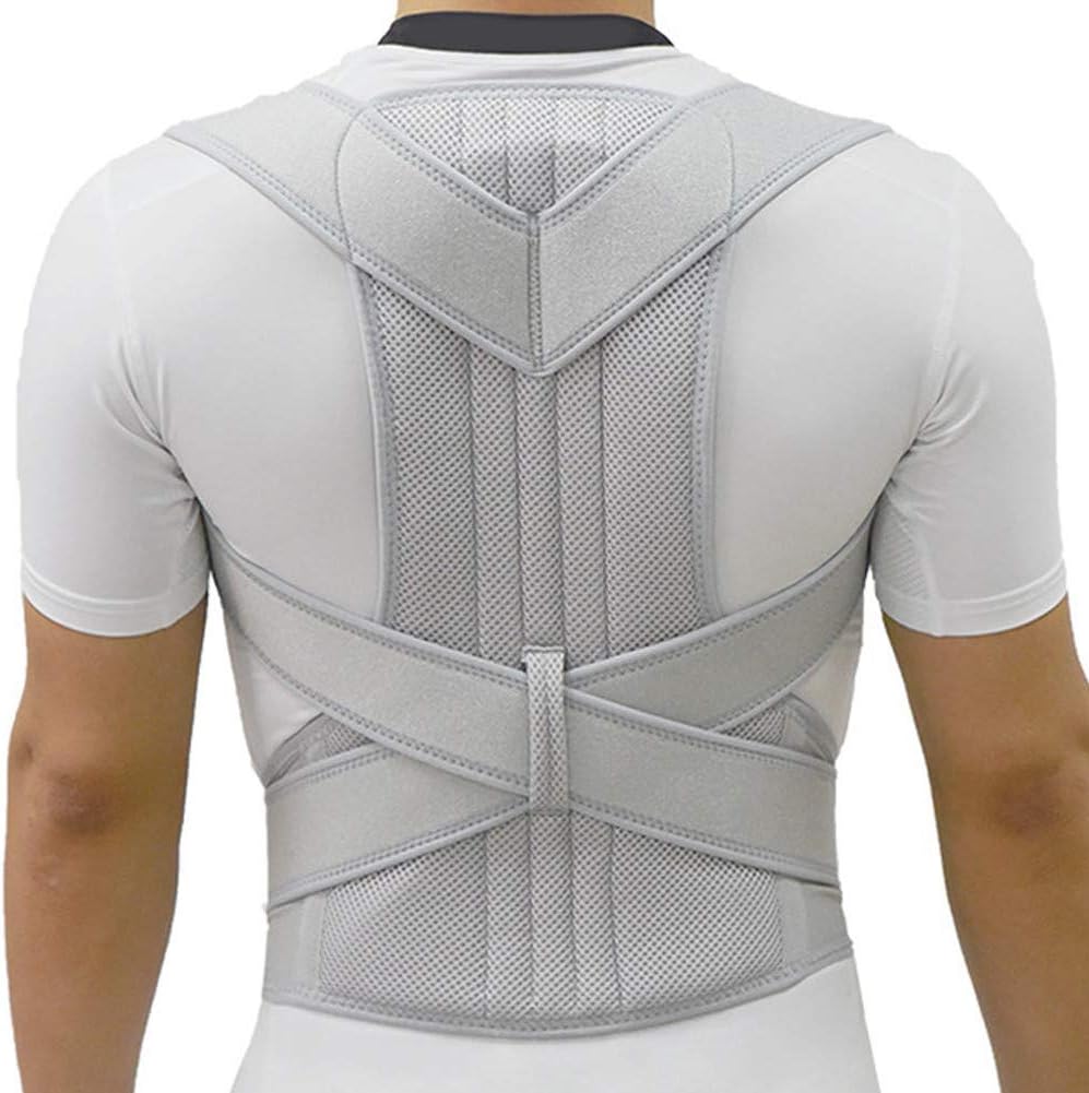 Posture Corrector Scoliosis Back Brace Spine Corset Belt Shoulder Therapy Support Poor Posture Correction Belt For Men And Women, Silver (XL)
