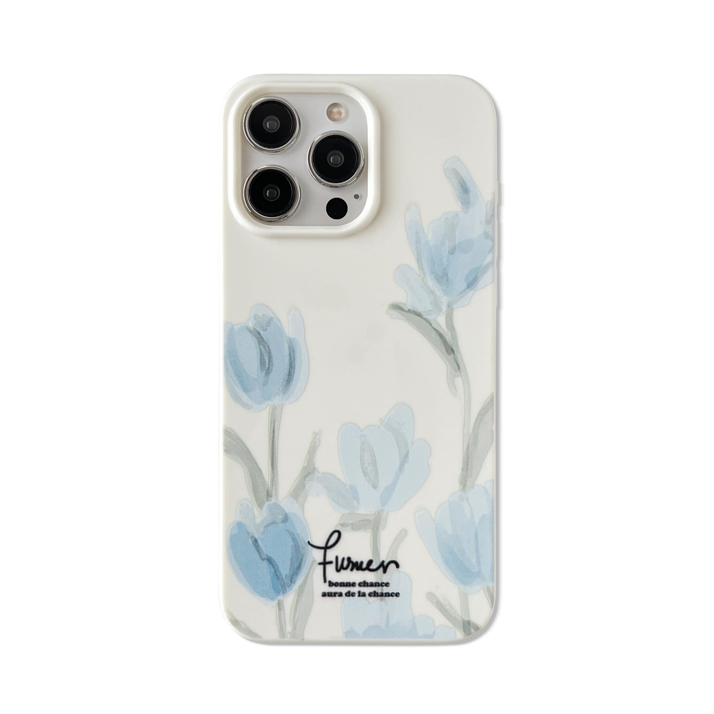 Emylisa Artistic Blue Tulip Flower Soft Designed for iPhone Case (Beige,for iPhone 14 Pro)